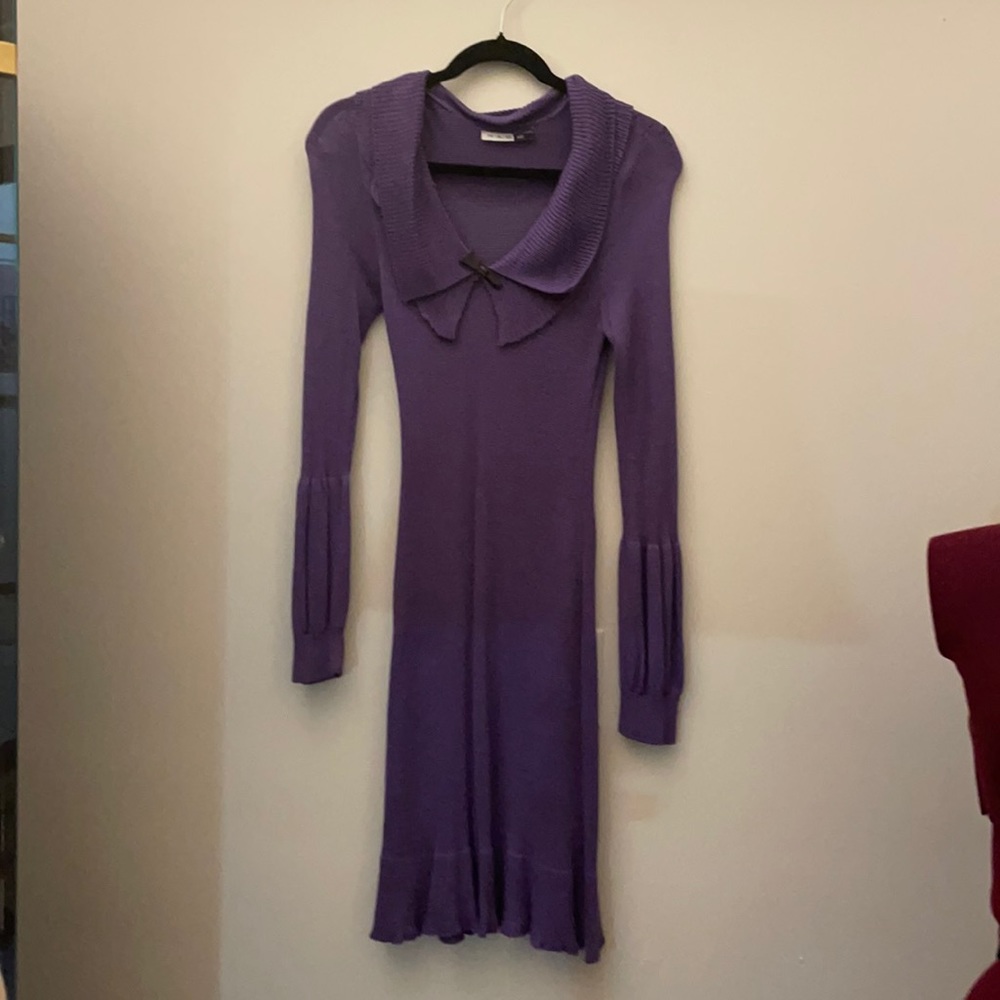 RAG Z knee length, lav/purple knit dress, never worn! Great stretch knit size S